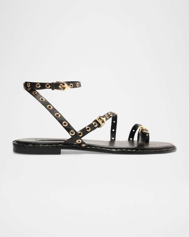 Annette Grommet Buckles Flat Sandals